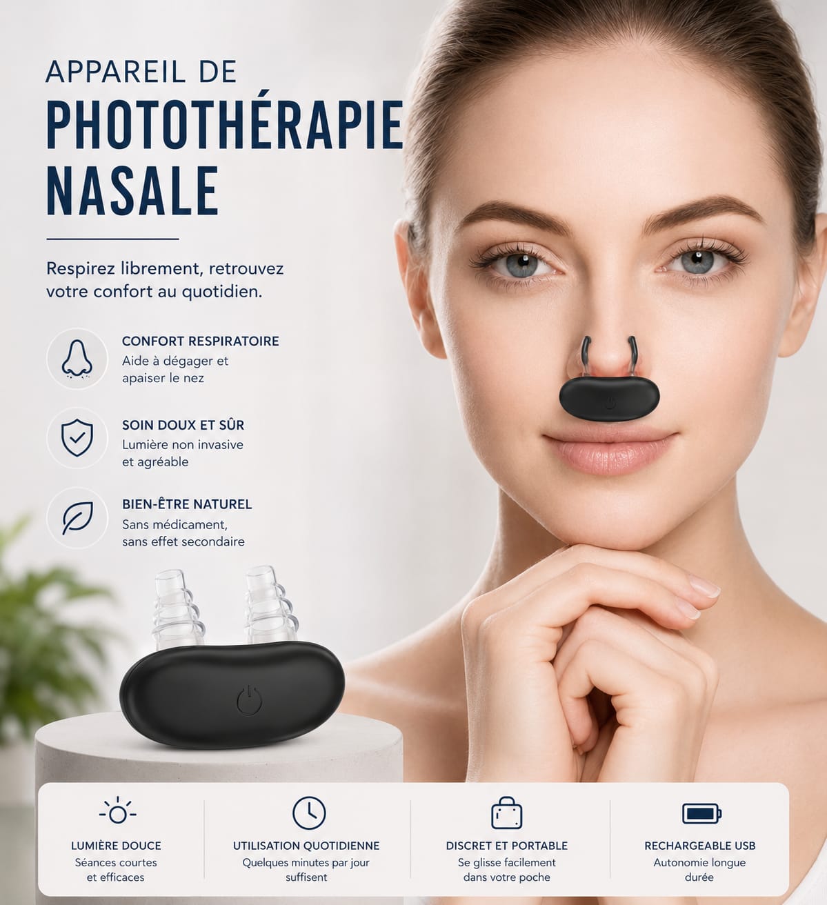 SINOVIA | Thérapie Lumineuse Nasale — Respirez Librement, Sans Médicament